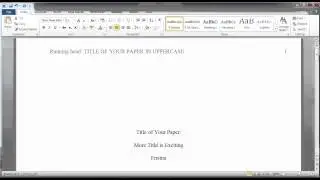 Formatting a Finished Paper in APA Style