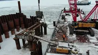 Обстановка по строительству моста через Волгу  / левый берег / 9 января 2022 г./ Тольятти / Russia