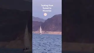 Tacking from Sunset to Moonrise on #lakemead #thedesertsailor