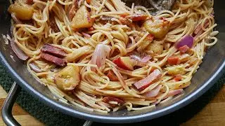 One Pot Pasta mit Zwetschgen, Speck & Zwiebeln | Rezept | Fast Food | Pflaumen | Einfach | Schnell