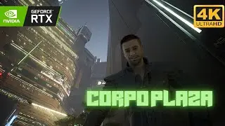 CYBERPUNK 2077 at its Peak: Walking the Corporate Plaza (4K Path Tracing | No HUD)