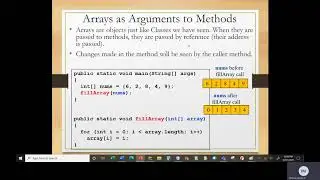 Java I   Chapter 7   Class 2   Part 1   Arrays and Methods