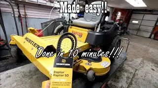 How To Easily Replace Hustler Raptor SD Hydro Pump Drive Belt On Zero Turn Mower Model 932566
