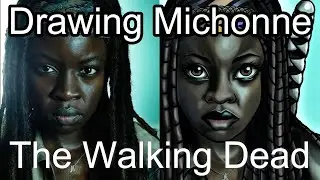 Michonne The Walking Dead Speed Drawing | Digital Painting in Krita with Wacom Bamboo MTE-450A