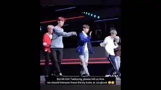 Jungkook arm placed around tae 