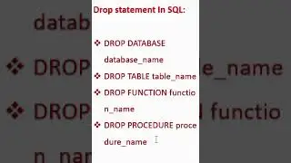 Drop Command In SQL | DROP Table | Function | Procedure | Database | #shorts #shortsvideo #viral