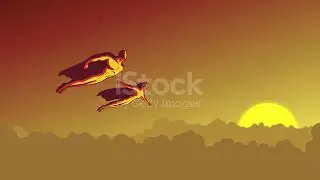Loopable Flying Superhero Couple Retro Style Animation Stock Video