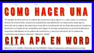 Como hacer una CITA APA en word
