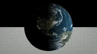 Rotation of the Earth from North America to Europe, Transparent Background (Alpha Channel)