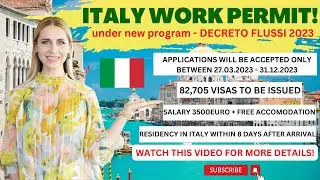 Italy Work Permit | Italy Work Visa | Decreto Flussi 2023