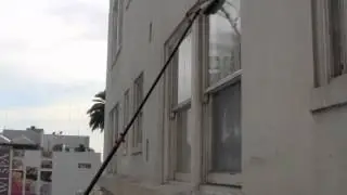 Water-Fed Pole Window Cleaning On BoomLift