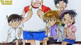 Drawing of the detective team Conan (Detective Conan) - step by step