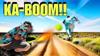 Tennis ball launcher, jumping bikes at bean peak AZ