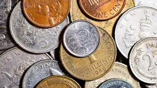 Macro Photography - Coins and Amethyst Crystals