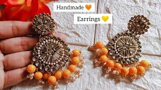 DIY Trendy Kundan Earrings Making At Home 🧡 #diyearrings #jewelsandyou #youtube #viral