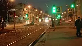 Трамвай ЛВС со старым пантографом (Дата съемки 7.03.2024)