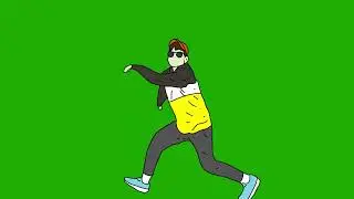 Animated rapper dance green screen | cartoon hip hop character stock footage 