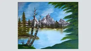 Bob Ross style painting l wet and wet mountain technique oil painting l Varsha Fine Art