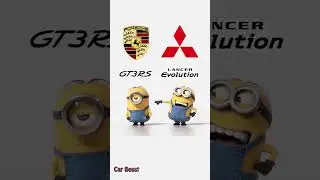 Porsche 911 GT3 RS vs. Mitsubishi Lancer Evo minions style funny 