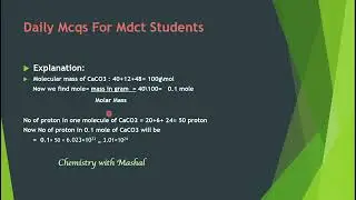 How to find Number of proton in 10g of CaCO3.|| Mole calculation\\ mdct students