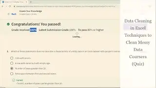 Data Cleaning in Excel Techniques to Clean Messy Data Quiz Answer | Coursera Guided Project