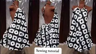 How to cut and sew the trendy ankara halter neck dress with a low back and rope