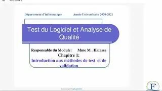 Test du Logiciel et Analyse de Qualité Chapitre 1