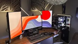 Modern and Clean Gaming Desk Setup and Home Theater room tour 2023