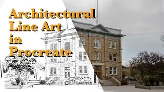 Architectural Line Drawing in Procreate - St. Mary’s Parish Hall