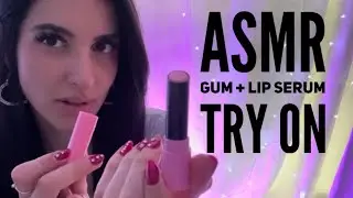 ASMR Gum Chewing and Trying On Lip Serums 💋 🍬
