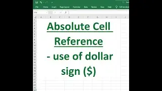 Excel Part 2 - Absolute Cell Reference, Relative Cell Reference, Insert, Delete, Copy, Hide