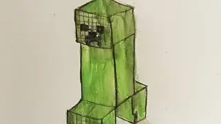 JAK NARYSOWAĆ CREEPERA ??? CIAPU RYSUJE !!! PIERWSZA PRÓBA KREDKAMI WODNYMI !!!