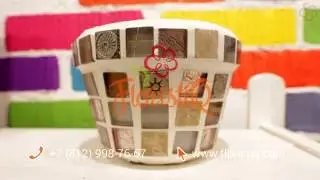 Декор горшка для цветов с помощью керамической плитки .DIY