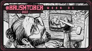 Drawing a Burger Monster, a Crazy Cat, and an Homage to Kim Jung Gi | BRUSHTOBER 2022: Week 01