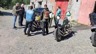 В гостях у Alkothrashers Garage - Много Харлеев! Отличный день! Софтейл готов!