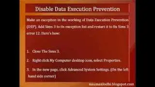 Fix Sims 3 Error 12