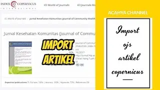 Import OJS Artikel to ICI Journal Index Copernicus