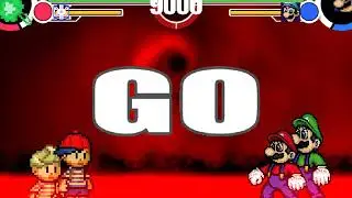 MUGEN Ness and Lucas vs Super Mario and Super Luigi