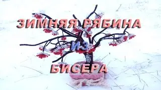 Зимняя рябина из бисера. Мастер класс.