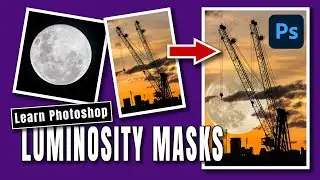 Photoshop Luminosity Masks  put the Moon behind a Crane
