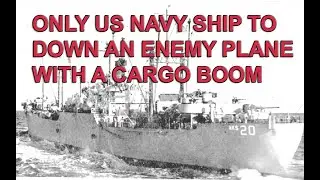 USS Mercury  downs Japanese kamikaze in Battle of Saipan using its cargo boom