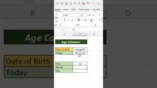 How to Make Age Calculator in Excel #excel #excel #pc #laptop #computer #viralvideo #reels #shorts