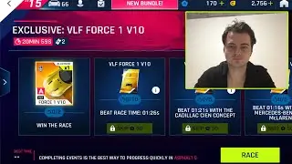 играю Асфальт 9 дейли ивент собираем чертежи VLF Force 1 v10