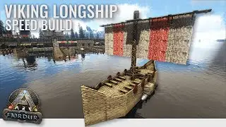 Building a SMALL Viking Longship on a Raft! ARK: Fjordur - Speed Build