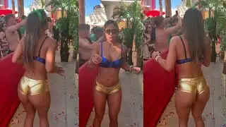Brazilian girl partying / shiny leggings shorts / dancing and twerking