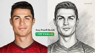 How To Draw Realistic Cristiano Ronaldo, Easy Pencil Sketch #cr7
