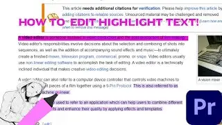 HOW TO EDIT HIGHLIGHT TEXT - ADOBE PREMIERE PRO