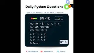 Python Coding challenge - Day 165 | What is the output of the following Python Code?  