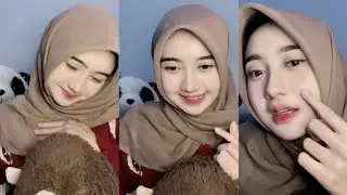 Cewek cantik jilbab baju merah live tiktok