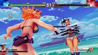 Street Fighter V. Poison vs Laura. Beach Battle